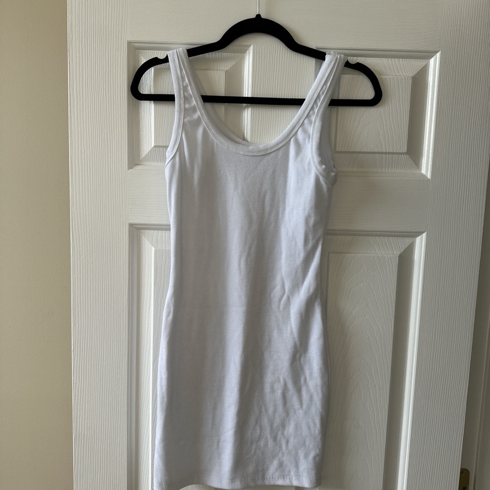 Fashion Nova White Ribbed Tank Dress